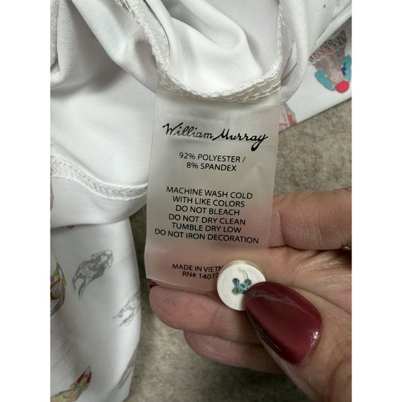 William Murray Golf Polo‎ Shirt Mens Medium White And They're Off Jockey Print - Picture 8 of 10